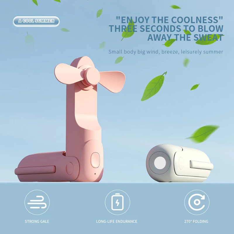 Outdoor Usb Power Bank - ハンドヘルドミニファン USBパワーバンクと懐中電灯 3-in-1 ポータブルミニ折りたたみファン 夏の屋外旅行やホームオフィスに最適