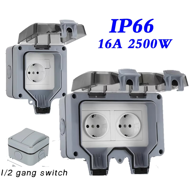Outdoor Power Module - EU KR 屋外壁防水ソケット 16A コンセント韓国電力 110-250V