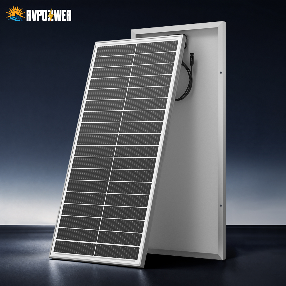 Outdoor Power Board - RVPOZWER 100W 12BB ホワイトフレームのリジッドソーラーパネル N型太陽電池 23%の高変換効率