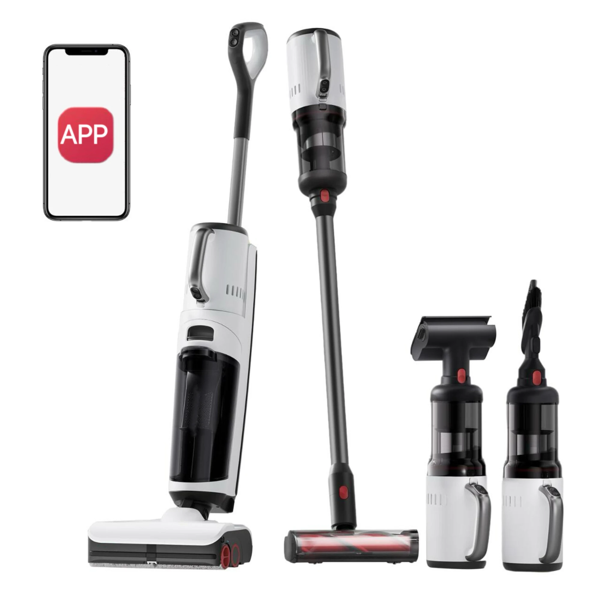 Outdoor Power Mop - 5-in-1強力17000Paワンステップアプリ制御車載掃除機ウェット＆ドライフロアクリーナーモップ（家庭、ホテル、屋外用）