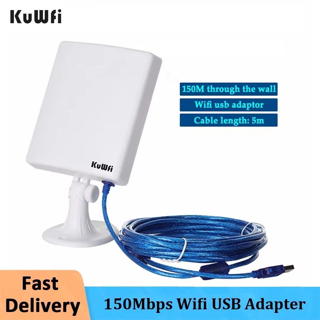 Outdoor Power Adapter Wyze - Kuwfi-pc、150mbps、屋外、レシーバー、高ゲイン、14dbiアンテナ、5mケーブル、ネットワークカード、高出力、防水用のUSBアダプター