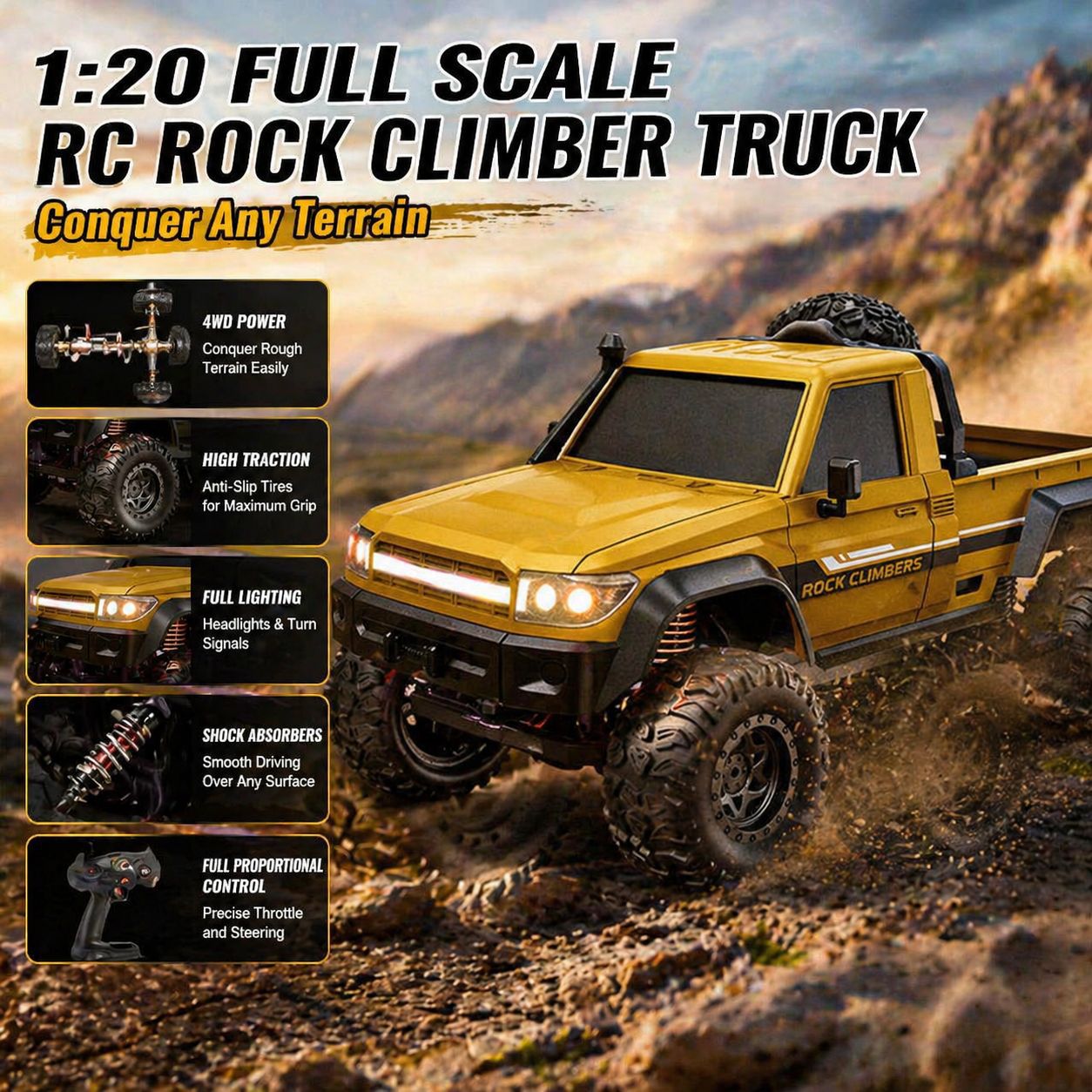 フルプロポーショナル1/20 4X4 RCクローラーピックア - Outdoor Power Meter Bike のレビューと価格