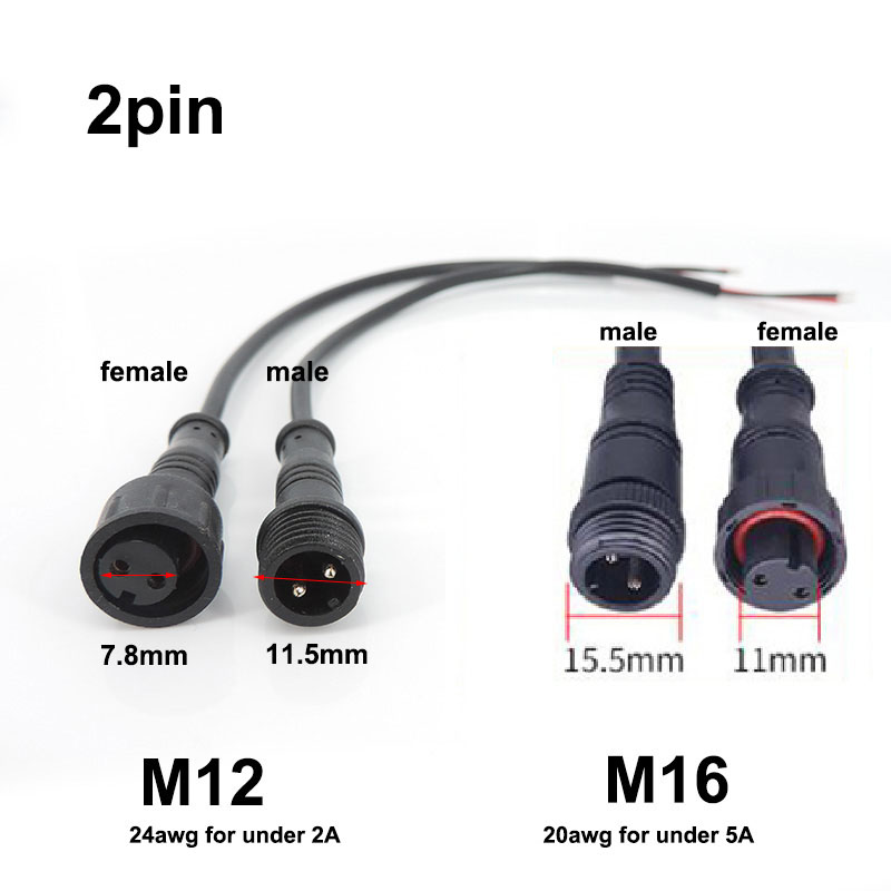 M12 M16 2ピン・3ピンコアワイヤーDCオス・メスジャ - Outdoor Power Jack のレビューと価格