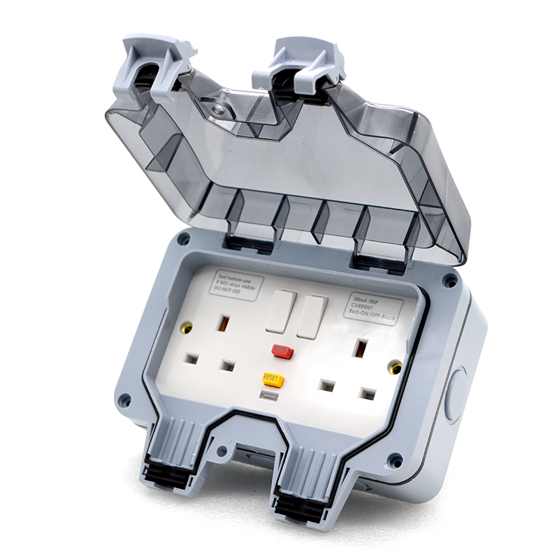 防水屋外壁コンセント,2つの位置,英国標準,13a,漏れ防止 - Outdoor Power Jack のレビューと価格