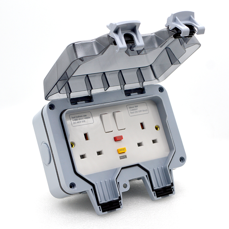 防水屋外壁コンセント,2つの位置,英国標準,13a,漏れ防止 - Outdoor Power Jack のレビューと価格