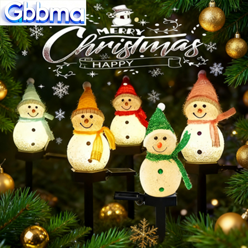 2つのLED雪だるまソーラーガーデンライト屋外地面杭ライトソ - Outdoor Solar Power Xmas Lights のレビューと価格