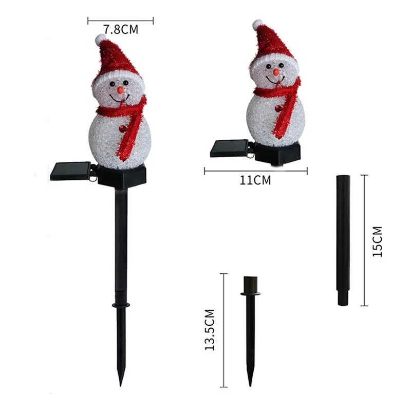 2つのLED雪だるまソーラーガーデンライト屋外地面杭ライトソ - Outdoor Solar Power Xmas Lights のレビューと価格