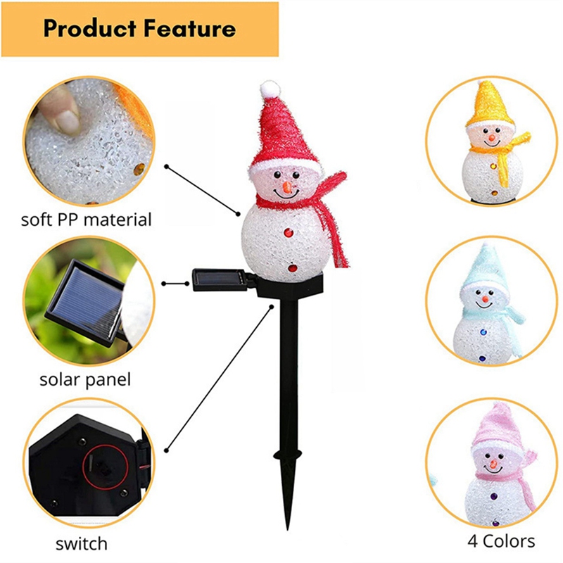 LED 雪だるまソーラーガーデンライト屋外地面ステークライト - Outdoor Solar Power Xmas Lights のレビューと価格