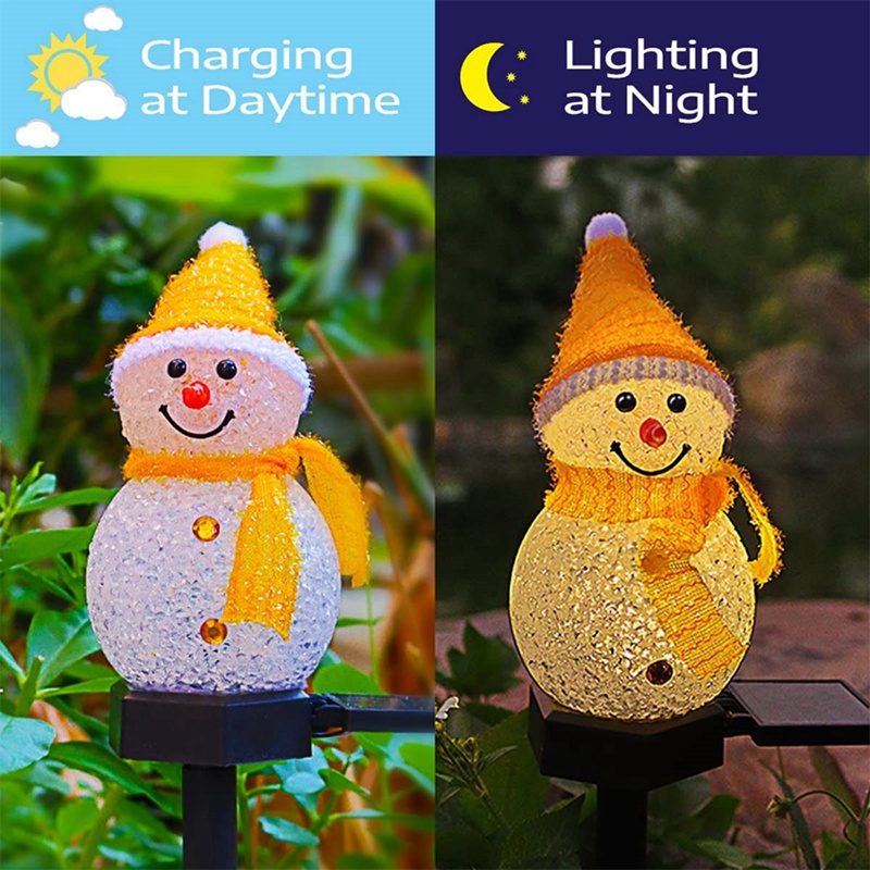 LED 雪だるまソーラーガーデンライト屋外地面ステークライト - Outdoor Solar Power Xmas Lights のレビューと価格