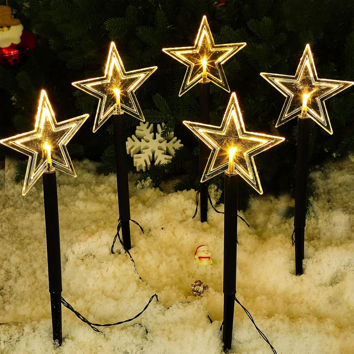 ソーラーパワークリスマスパパスライト、防水スノーフレーク、ク - Outdoor Solar Power Xmas Lights のレビューと価格
