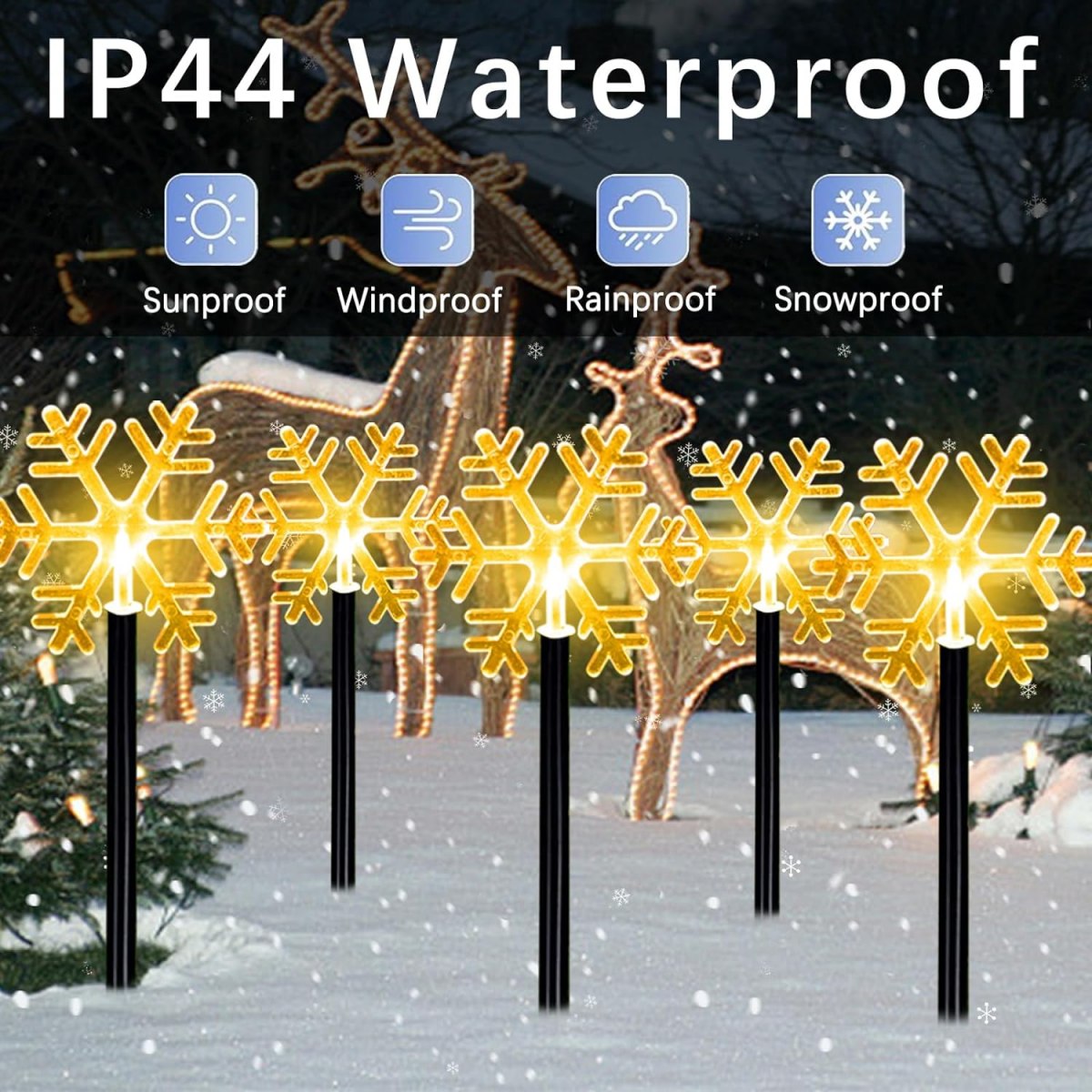 ソーラーパワークリスマスパパスライト、防水スノーフレーク、ク - Outdoor Solar Power Xmas Lights のレビューと価格