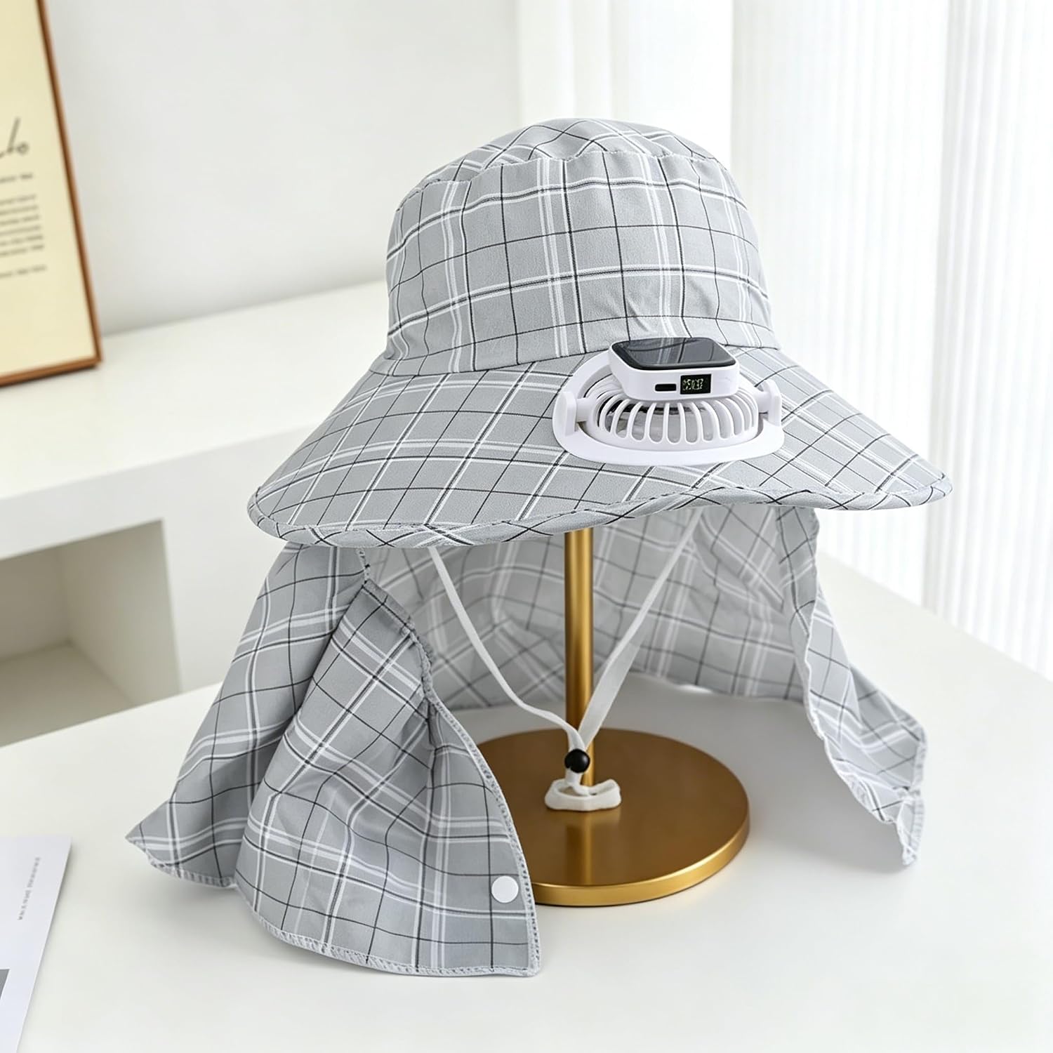 1PC ソーラーパワーネックガードファンハット USB 充電 - Outdoor Power Fan のレビューと価格