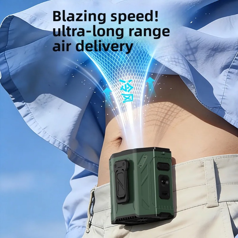 屋外作業用クーラーファン 3600mAh充電式腰掛け/首掛け - Outdoor Power Fan のレビューと価格