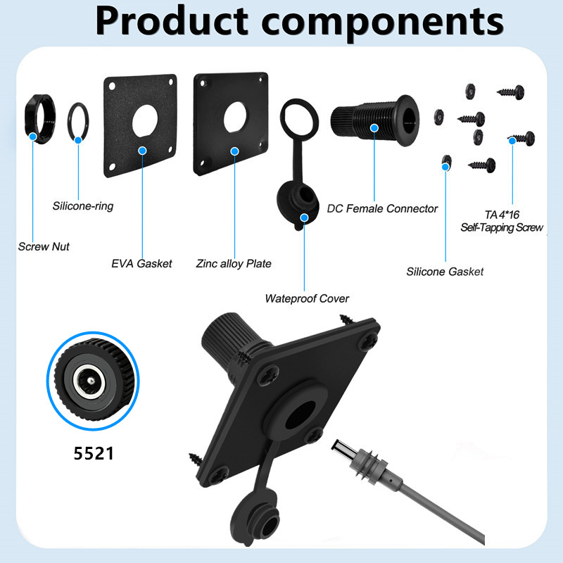 IP65防水DC5521パネルマウントソケット12V 5A  - Outdoor Power Jack のレビューと価格