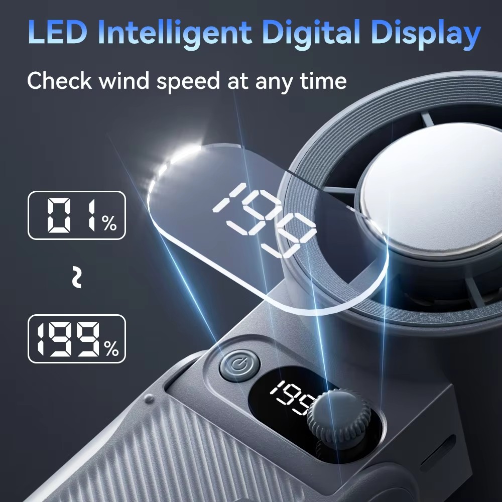 ポータブルハンドヘルドファン 強風 199段階風速調整 LE - Outdoor Power Fan のレビューと価格