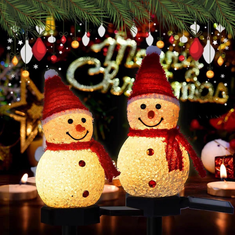 LED雪だるまソーラーガーデンライト屋外地面杭ライトソーラー - Outdoor Solar Power Xmas Lights のレビューと価格