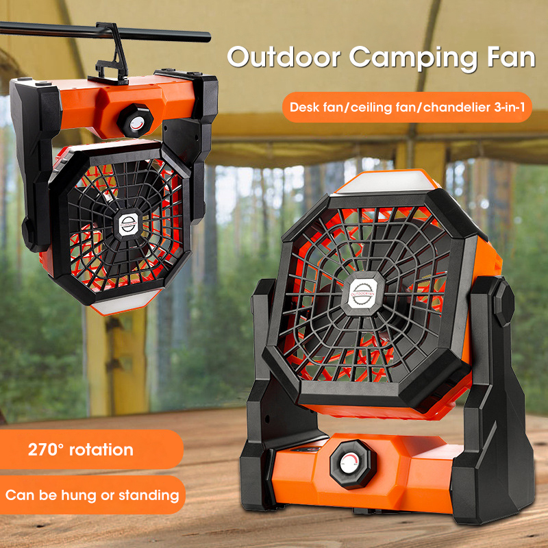 10000mAh キャンプファン LED ランタン付きポータ - Outdoor Power Fan のレビューと価格