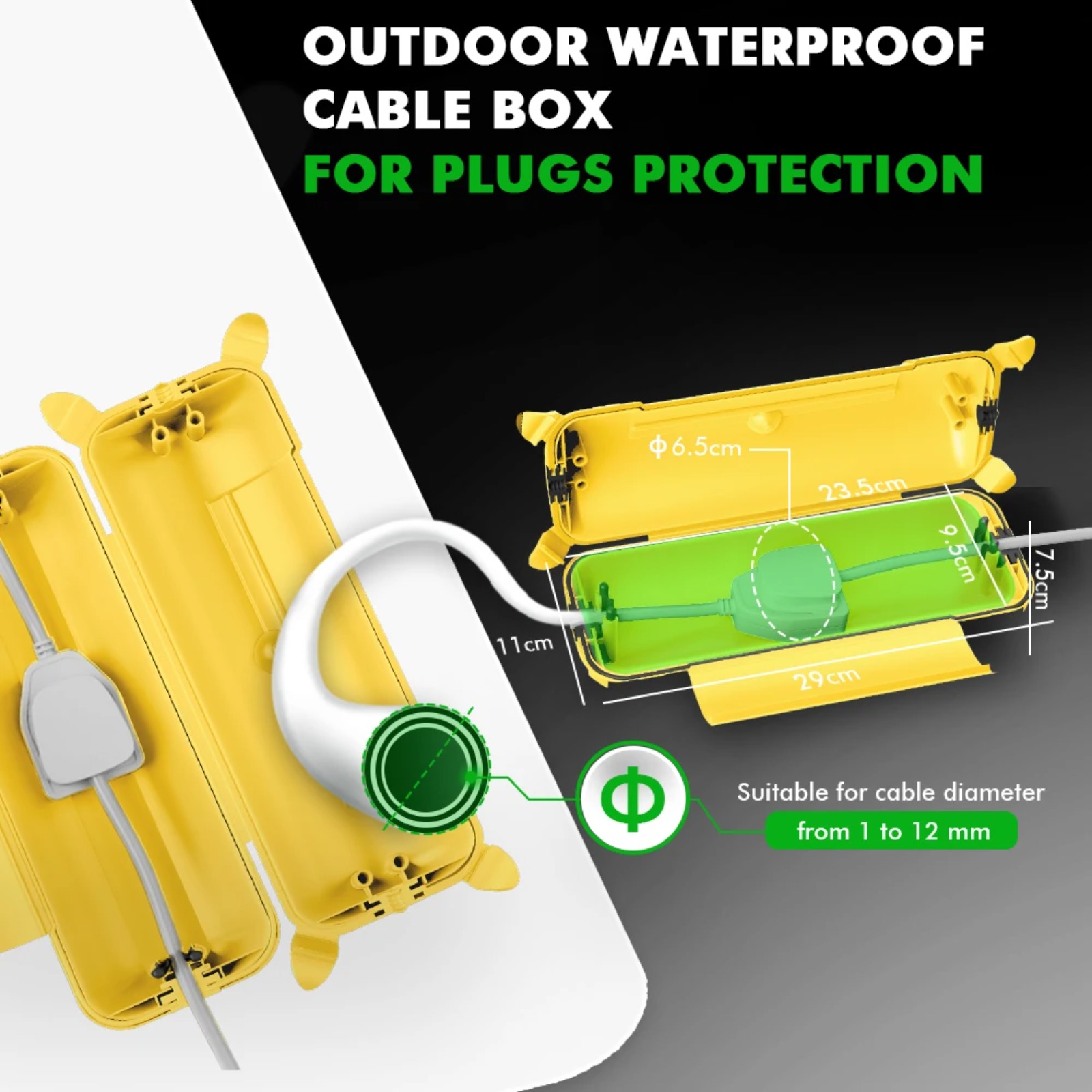IP44 屋外延長コードカバー 29x11x7.5cm 高耐 - Extension Cord Outdoor のレビューと価格