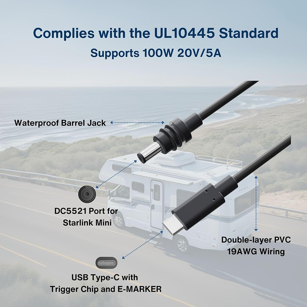 2m USB C to PD 電源ケーブル Starlink - Outdoor Power Jack のレビューと価格