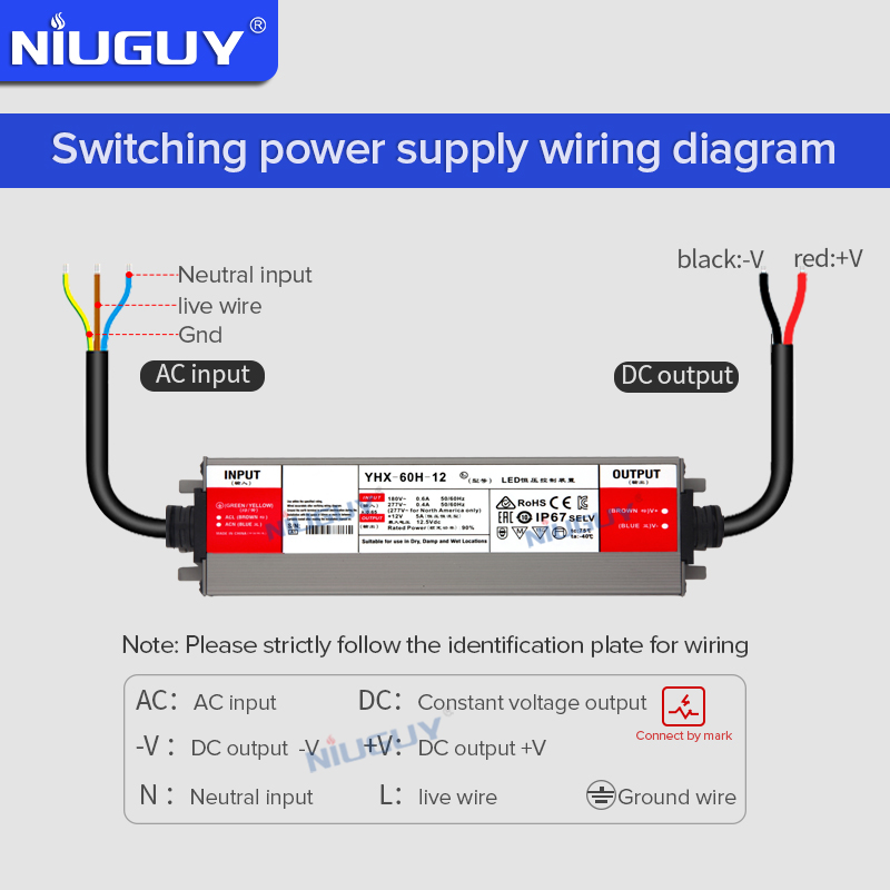 IP67防水電源 60W DC 12V 5A 24V 2.5 - Outdoor Power Transformer のレビューと価格