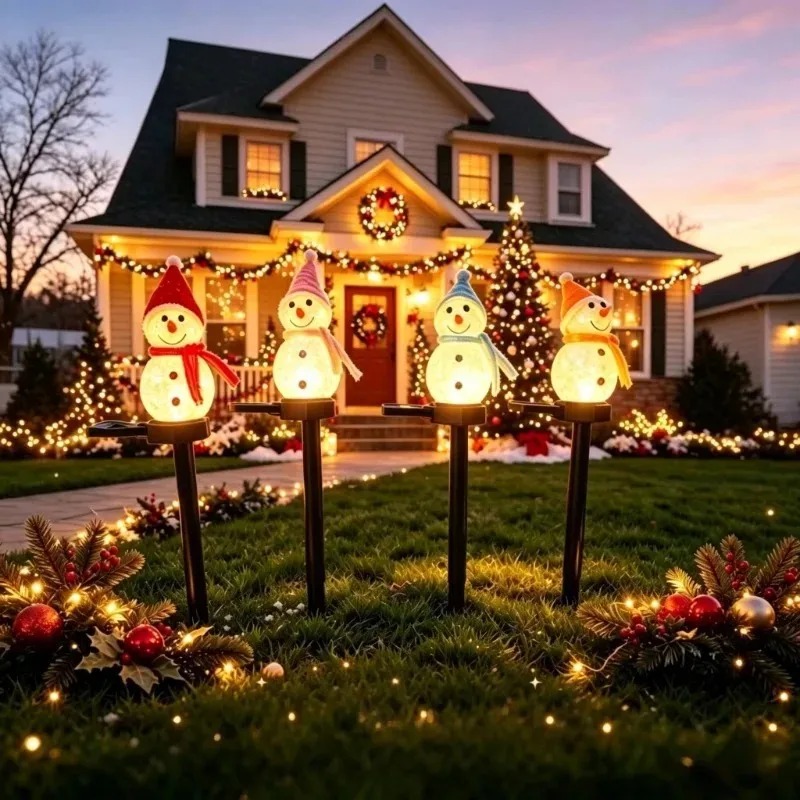 ソーラー式スノーマン型グラウンドステークLEDライト、ウォー - Outdoor Solar Power Xmas Lights のレビューと価格