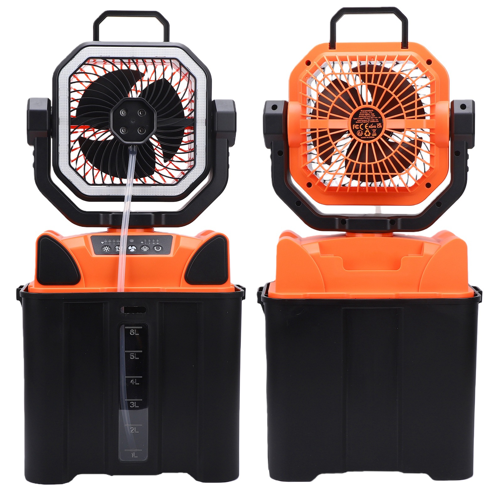 充電式キャンプファン、6Lバケツ、LEDライト、リモコン付き - Outdoor Power Fan のレビューと価格